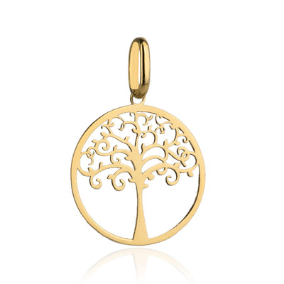 Pandantiv Arborele fericirii din aur într-un cerc