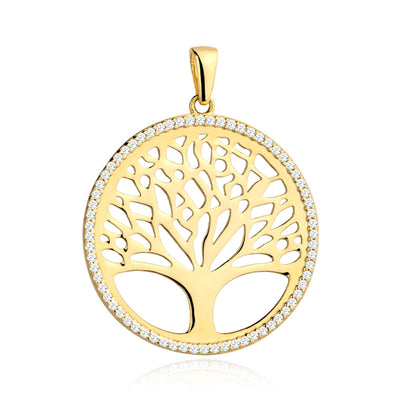 Pandantiv de aur - un copac al fericirii înconjurat de zirconi