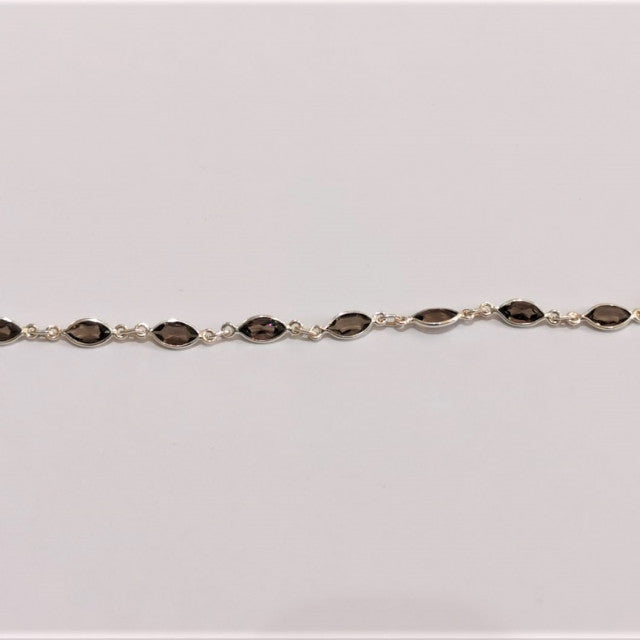 Bratara Argint 925 cu Cuart Fumuriu 20.1 cm lungime