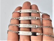 Bratara lant cu placuta 27 mm, personalizata - Argint 925 rodiat (15 cmprindere reglabila nou-nascut - copii 14 ani)