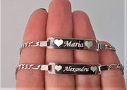 Bratara lant cu placuta 27 mm, personalizata - Argint 925 rodiat (prindere reglabila 17cm lungime)
