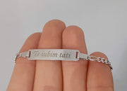 Bratara lant cu placuta 31 mm, personalizata - Argint 925 rodiat (prindere reglabila 21cm lungime)