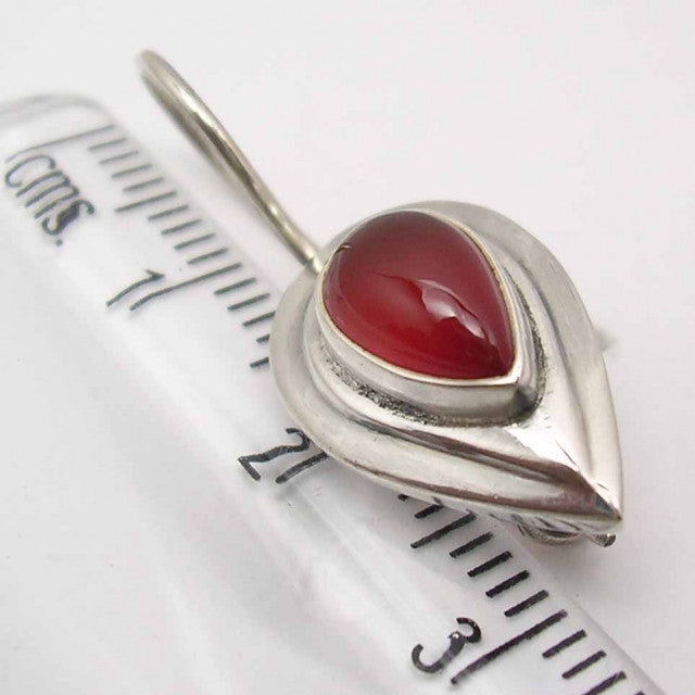 Cercei Argint 925 cu Carnelian, 2.5 cm lungime