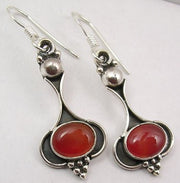 Cercei Argint 925 cu Carnelian, 4.2 cm lungime