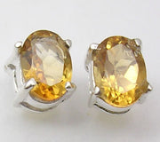 Cercei Argint 925 cu Citrin, 0.7 cm lungime