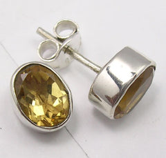 Cercei Argint 925 cu Citrin, 0.9 cm lungime
