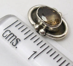 Cercei Argint 925 cu Cuart Fumuriu, 1 cm lungime