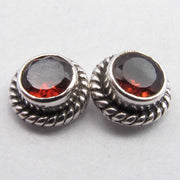 Cercei Argint 925 cu Garnet, 0.8 cm lungime