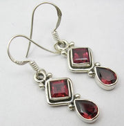 Cercei Argint 925 cu Garnet, 3.5 cm lungime
