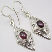 Cercei Argint 925 cu Garnet, 4,2 cm lungime