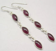 Cercei Argint 925 cu Garnet, 6,6 cm lungime