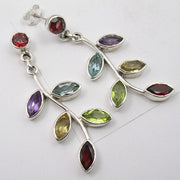 Cercei Argint 925 cu Garnet, Ametist, Citrin, Peridot, Topaz Albastru,4.6 cm lungime
