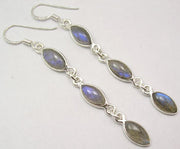 Cercei Argint 925 cu Labradorite, 6.6 cm lungime