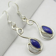 Cercei Argint 925 cu Lapis Lazuli, 4 cm lungime
