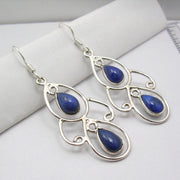 Cercei Argint 925 cu Lapis Lazuli, 5.2 cm lungime