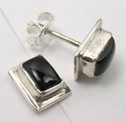 Cercei Argint 925 cu Onix Negru, 0,9 cm lungime