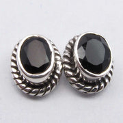 Cercei Argint 925 cu Onix Negru, 0.9 cm lungime