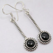 Cercei Argint 925 cu Onix Negru, 4.6 cm lungime