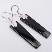 Cercei Argint 925 cu Onix Negru, 5.3 cm lungime