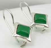 Cercei Argint 925 cu Onix Verde, 2.5 cm lungime