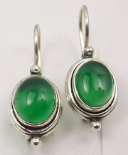 Cercei Argint 925 cu Onix Verde, 2.5 cm lungime