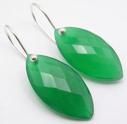 Cercei Argint 925 cu Onix Verde, 3.2 cm lungime