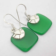 Cercei Argint 925 cu Onix Verde, 3,4 cm lungime