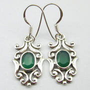 Cercei Argint 925 cu Onix Verde 3,5 cm lungime