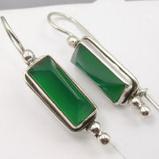 Cercei Argint 925 cu Onix Verde, 3.9 cm lungime