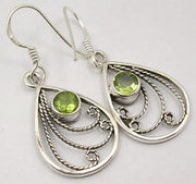 Cercei Argint 925 cu Peridot, 3.8 cm lungime