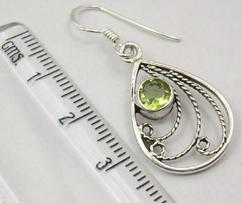 Cercei Argint 925 cu Peridot, 3.8 cm lungime