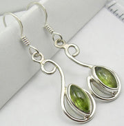 Cercei Argint 925 cu Peridot, 4.0 cm lungime