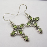 Cercei Argint 925 cu Peridot, 4.3 cm lungime