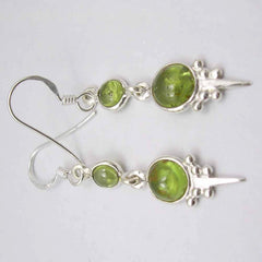 Cercei Argint 925 cu Peridot, 4.4 cm lungime
