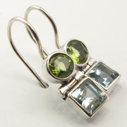 Cercei Argint 925 cu Peridot si Topaz Albastru 2,5 cm lungime
