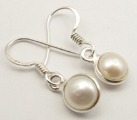 Cercei Argint 925 cu Perla Alba, 2,7 cm lungime