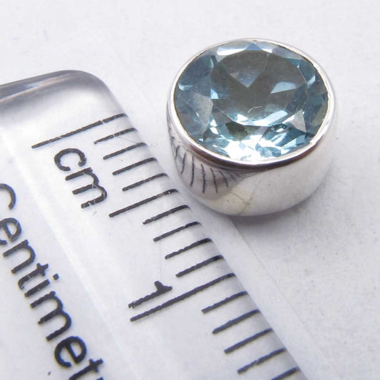 Cercei Argint 925 cu Topaz Albastru, 0.8 cm lungime