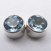Cercei Argint 925 cu Topaz Albastru, 0.8 cm lungime