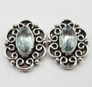 Cercei Argint 925 cu Topaz Albastru 1.5 cm lungime
