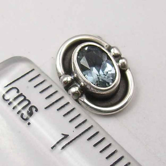 Cercei Argint 925 cu Topaz Albastru, 1 cm lungime