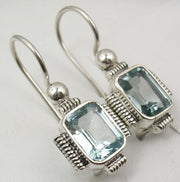 Cercei Argint 925 cu Topaz Albastru, 2.7 cm lungime