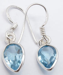 Cercei Argint 925 cu Topaz Albastru, 2.8 cm lungime