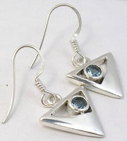 Cercei Argint 925 cu Topaz Albastru, 2,9 cm lungime