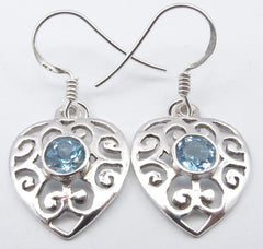 Cercei Argint 925 cu Topaz Albastru 3,2 cm lungime