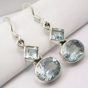 Cercei Argint 925 cu Topaz Albastru, 3.4 cm lungime