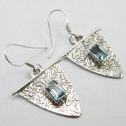 Cercei Argint 925 cu Topaz Albastru 3.7 cm lungime