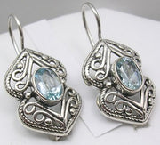 Cercei Argint 925 cu Topaz Albastru, 3 cm lungime