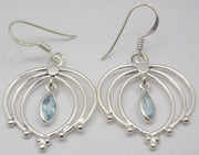 Cercei Argint 925 cu Topaz Albastru, 4.1 cm lungime