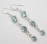 Cercei Argint 925 cu Topaz Albastru, 5.5 cm lungime