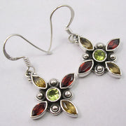 Cercei Argint 925 Peridot, Citrin, Garnet, 3.6 cm lungime